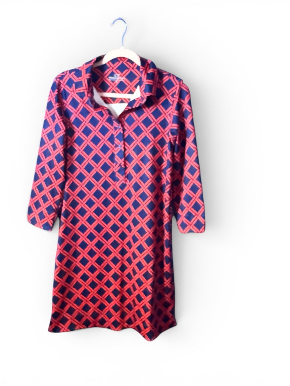 Vineyard Vines Dress Collared Tunic Dress in Navy & Coral Size Small